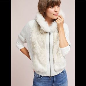 Anthropologie Faux Fur Hooded Sweater Large